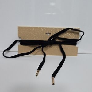 Black Velvet Tie Choker Necklace With Gold Accents
